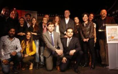 Artistas y organizadores de la Bienal de Flamenco de Sevilla, este lunes en Madrid.