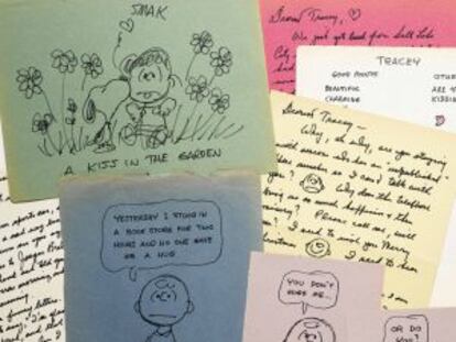 Algunas de las cartas ilustradas que Schultz envió en los setenta a Tracey Claudius, una chica de 25 años.