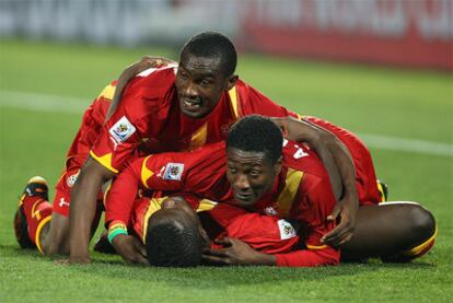 Ghana celebra el gol de Gyan al inicio de la prórroga ante Estados Unidos