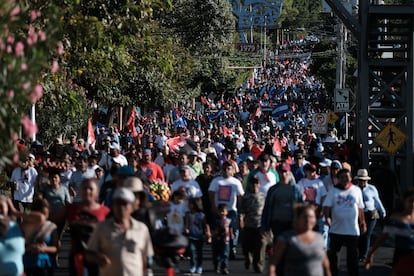 Manifestación de simpatizantes sandinistas en Managua en contra del coronavirus.