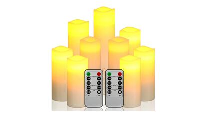 Lote de nueve velas LED amarillas