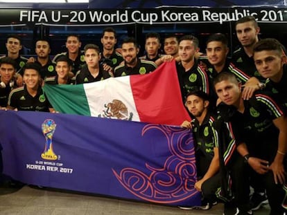 El equipo de México en su arribo a Corea del Sur