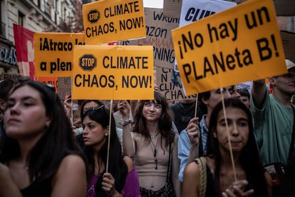 Manifestación por el clima, este viernes, en Madrid.