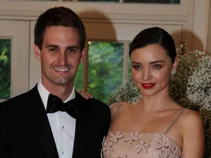 Miranda Kerr y Evan Spiegel en una cena en la Casa Blanca. 