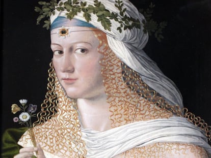 Supuesto retrato de Lucrecia Borja, vestida como la diosa Flora, por Bartolomeo Veneto.