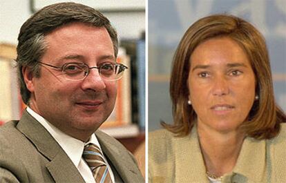 Los responsables de organización del PSOE y del PP, José Blanco y Ana Mato.