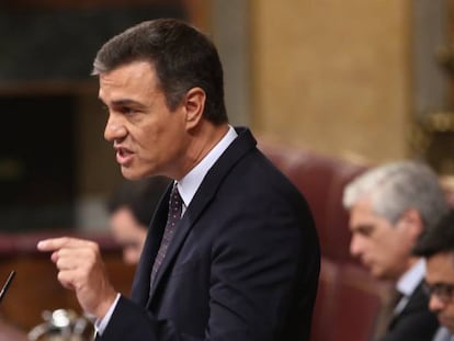 Pedro Sánchez, durante la sesión de control ante el pleno del Congreso de los Diputados.