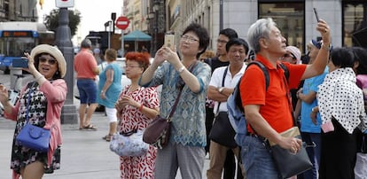 Turista en el centro de Madrid.