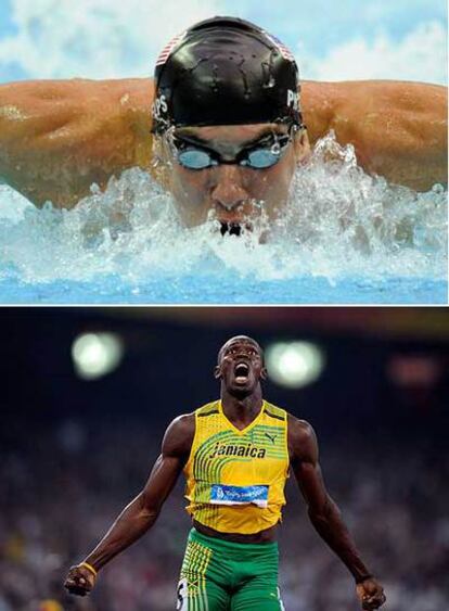 El nadador Michael Phelps y Usain Bolt.