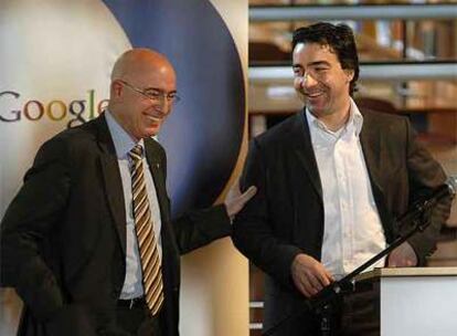 El consejero Tresserras, junto al director de libros de Google, Jens Redner, ayer en el acto.