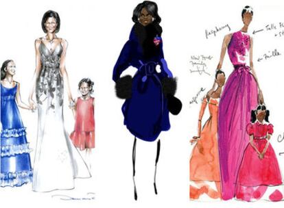 Algunos de los diseños para Michelle Obama y sus hijas.