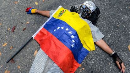 Protesta en las calles de Caracas.