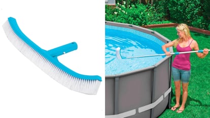 ¿Cómo limpiar las paredes de una piscina? Con un cepillo como el de la imagen. Su diseño es curvado.