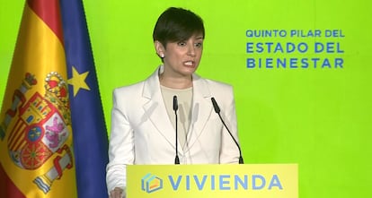 La ministra Isabel Rodrguez, este lunes en el foro organizado por el Gobierno sobre el acceso a la vivienda.