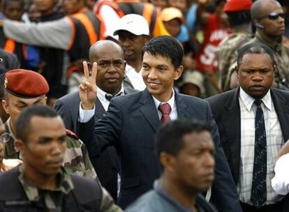 El líder de la oposición Andry Rajoelina, en una manifestación en Antananarivo.
