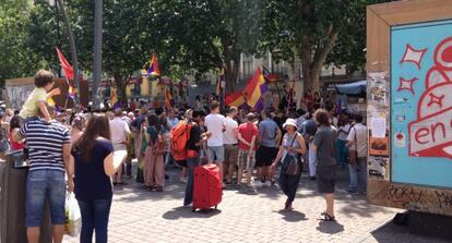 A pro-republic demonstration in Tirso de Molina square in Madrid.