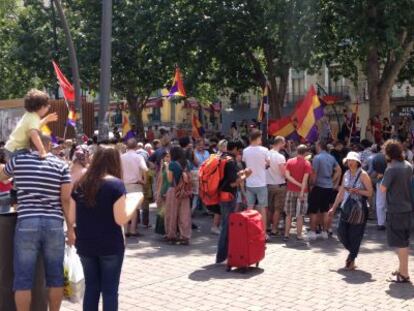 A pro-republic demonstration in Tirso de Molina square in Madrid.