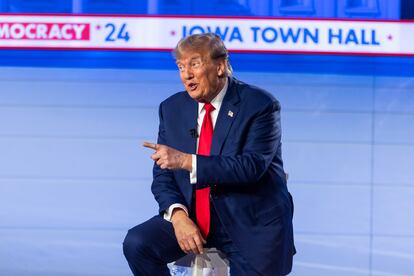 Donald Trump, during the Fox News town hall broadcast from Des Moines (Iowa).