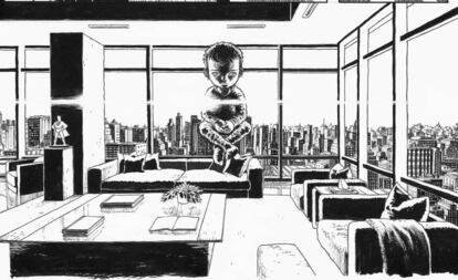 Una página del nuevo cómic 'Dark Knight Returns: The Golden Child', en cuyo diseño participó el dibujante Rafael Grampa.
