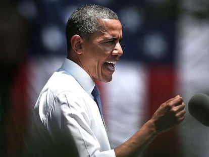 El presidente de EE UU, Barack Obama, durante la presentación de su plan energético en la universidad de Georgetown.