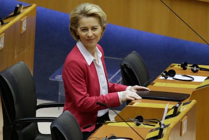 Ursula Von der Leyen, el pasado jueves en el Parlamento Europeo.