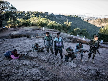 Las milicias de Fano, en Lalibela, en una imagen tomada en 2021, durante el conflicto armado en el norte del país.