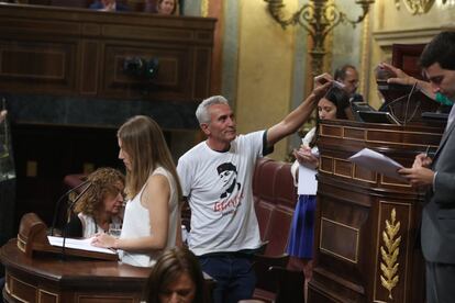 El diputado de Unidos Podemos Diego Cañamero durante la sesión constitutiva de las Cortes Generales de la XII Legislatura que tiene lugar hoy en el Congreso de los Diputados.