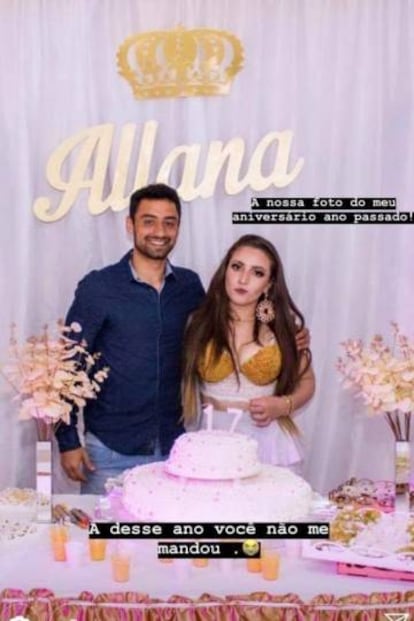 Foto de Allana ao lado de Daniel no aniversário da jovem em 2017.