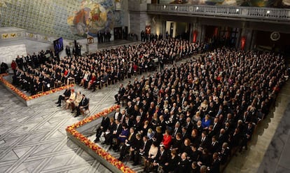 Asistentes a la ceremonia de entrega del Nobel de la Paz a la Unión Europea.