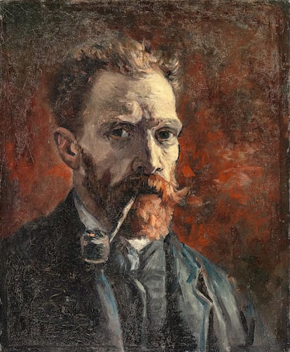 Autorretrato de Van Gogh con pipa, fechado en París en 1886.