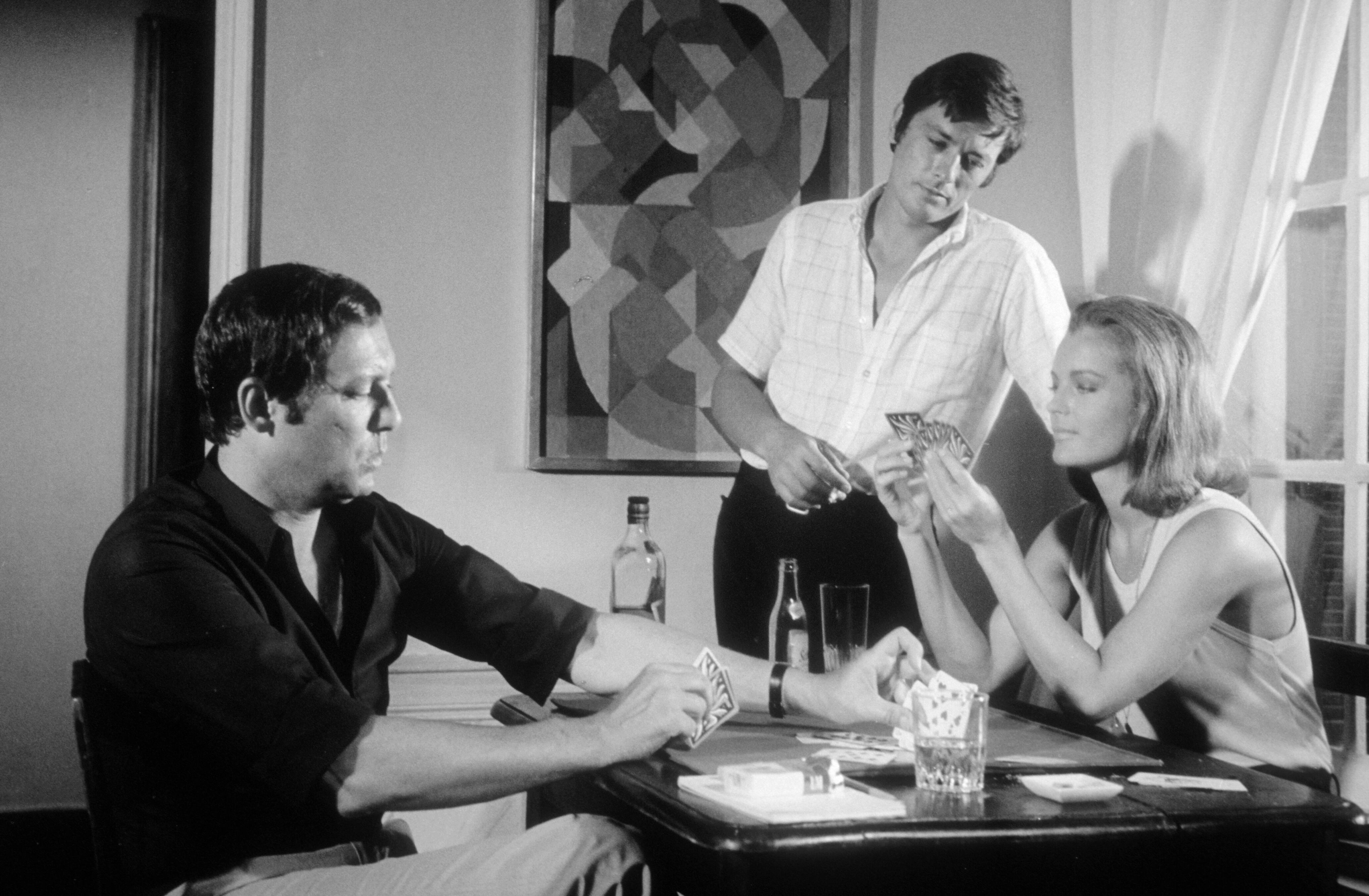 Maurice Ronet, Alain Delon y Romy Schneider.