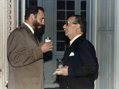 Fidel Castro y Salvador Allende en La Habana, Cuba