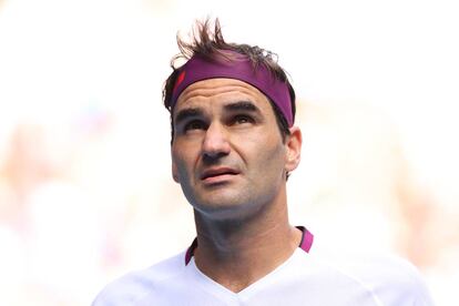 Roger Federer, durante el partido contra Sandgren en Melbourne.