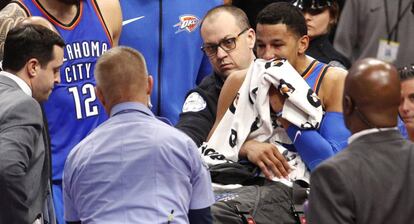 Roberson, tras su lesión en el Pistons-Thunder.