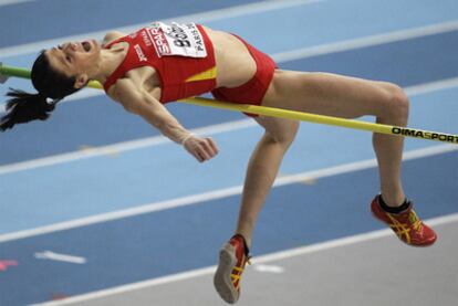 Ruth Beitia salta esta mañana en París