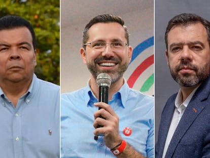 Los candidatos a las alcaldías de Cali, Bucaramanga y Bogotá, Roberto Ortiz, Jaime Andrés Beltrán y Carlos Fernando Galán, respectivamente.