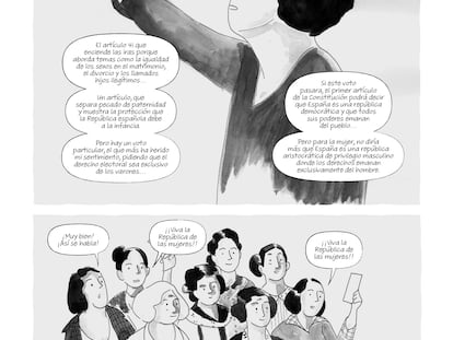 Viñetas de la novela gráfica 'Una mujer, un voto', de Alicia Palmer y Montse Mazorriaga.