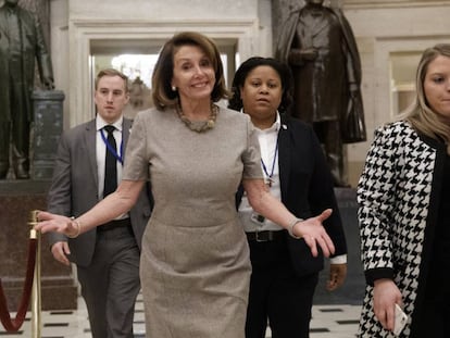 Nancy Pelosi, na Câmara de Representantes, na sexta-feira passada