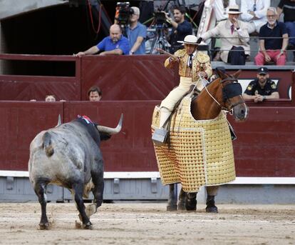 El toro Liebre, de la ganadería de Rehuelga, lidiado el 7 de junio en Las Ventas.