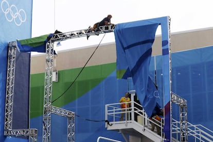 O vento causou estragos no Parque Olímpico.