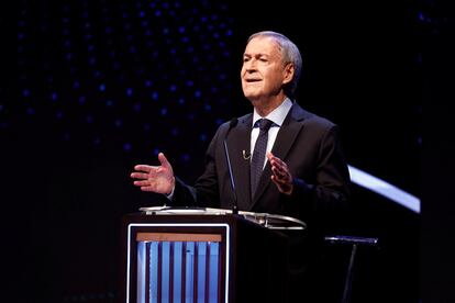 El candidato presidencial de Hacemos por Nuestro País, Juan Schiarett, durante el debate. 