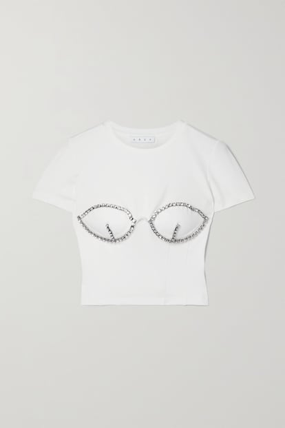 Haz de la camiseta blanca tu pieza de fiesta favorita, gracias a este diseño de AREA que incorpora cristales.

453,75€