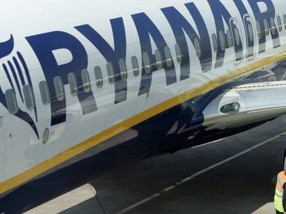 Detalle de uno de los aviones de Ryanair.