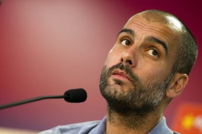 Guardiola, durante la rueda de prensa.