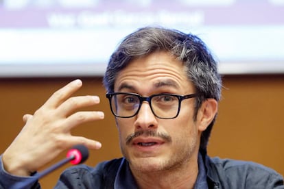 Gael García Bernal, during a press conference in Geneva, Switzerland.