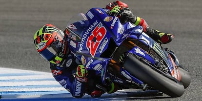 El piloto español de MotoGP Maverick Viñales durante el entrenamiento del Gran Premio de España de MotoGP