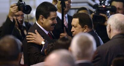 Ch&aacute;vez y Maduro esta semana en Caracas.