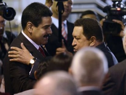Ch&aacute;vez y Maduro esta semana en Caracas.
