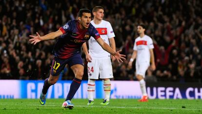 Pedro celebra su gol ante el equipo francés.