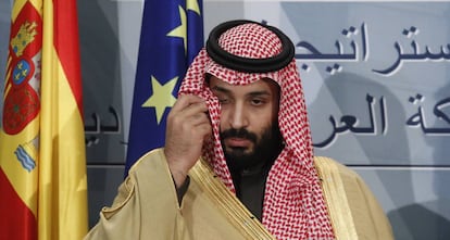 El príncipe Mohammed bin Salman, durante su visita a España, el jueves.